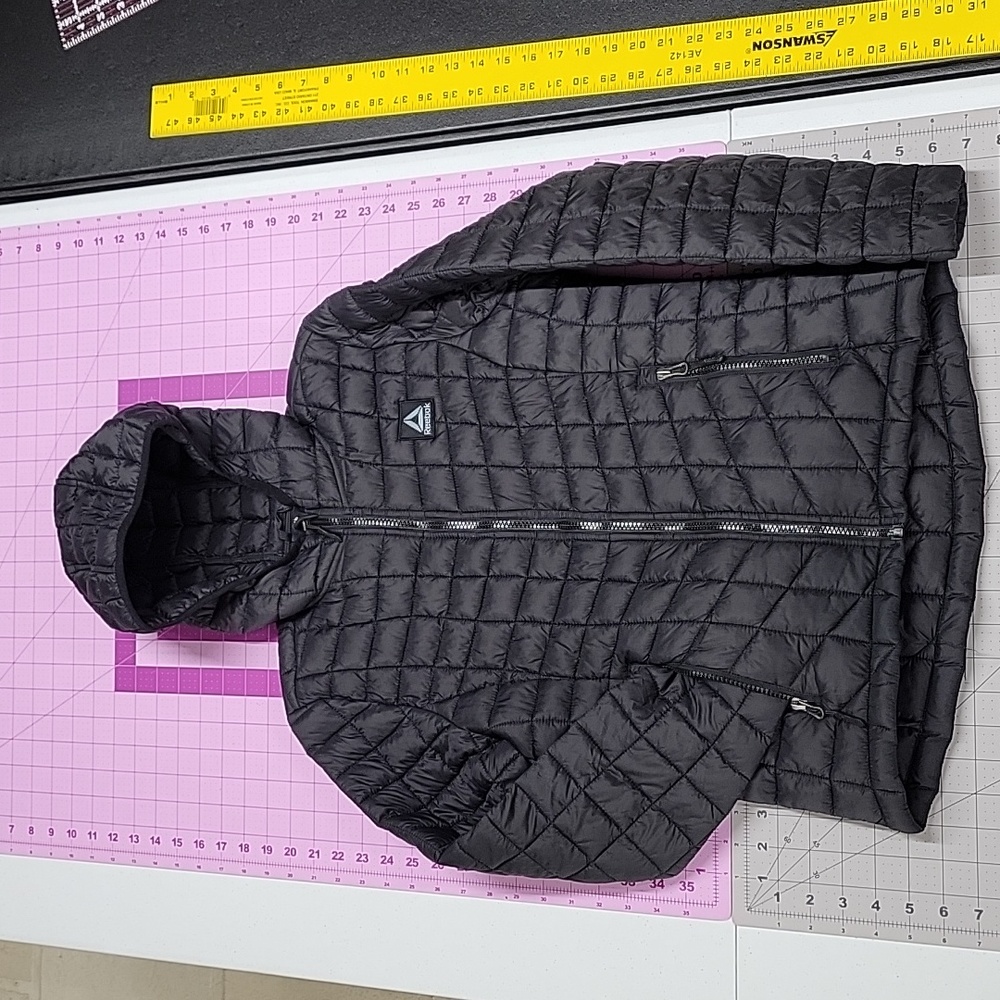 Girls Kids black Reebok low profile puffy puffer jacket coat Black Large 14 16